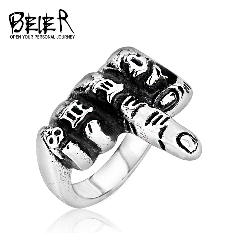 BEIER Fashion Stainless Steel Ring 2017 men fist ri..